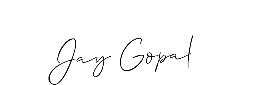 How to make Jay Gopal name signature. Use Allison_Script style for creating short signs online. This is the latest handwritten sign. Jay Gopal signature style 2 images and pictures png